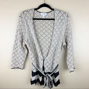 Ann Taylor Loft Tan and Black Scallop Knit Sweater